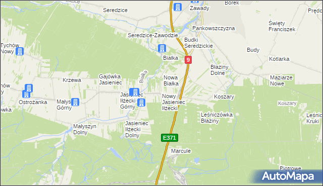 mapa Nowy Jasieniec Iłżecki, Nowy Jasieniec Iłżecki na mapie Targeo