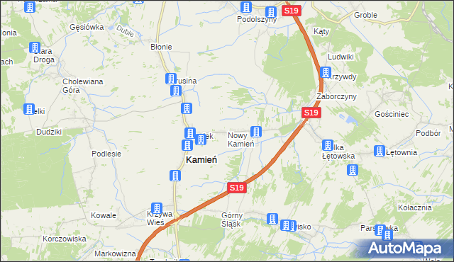 mapa Nowy Kamień gmina Kamień, Nowy Kamień gmina Kamień na mapie Targeo