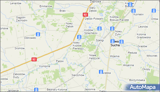 mapa Nowy Kozłów Drugi, Nowy Kozłów Drugi na mapie Targeo