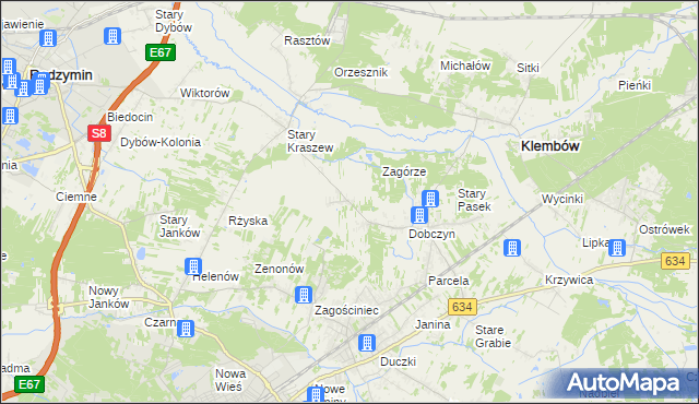 mapa Nowy Kraszew, Nowy Kraszew na mapie Targeo