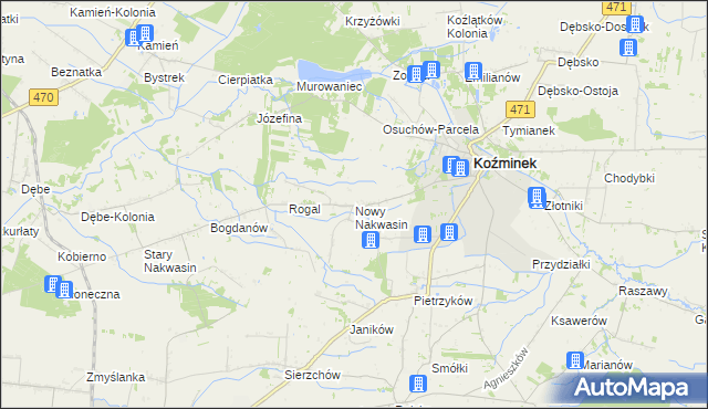 mapa Nowy Nakwasin, Nowy Nakwasin na mapie Targeo