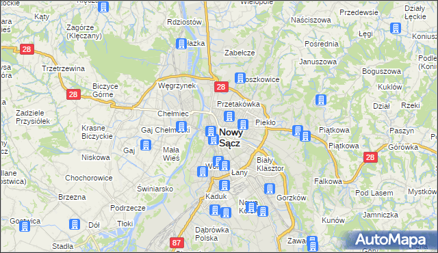 mapa Nowego Sącza, Nowy Sącz na mapie Targeo