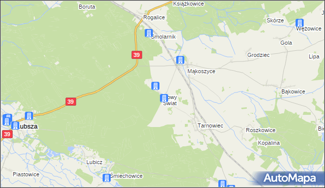 mapa Nowy Świat gmina Lubsza, Nowy Świat gmina Lubsza na mapie Targeo