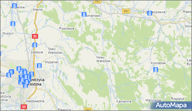 mapa Nowy Waliszów, Nowy Waliszów na mapie Targeo