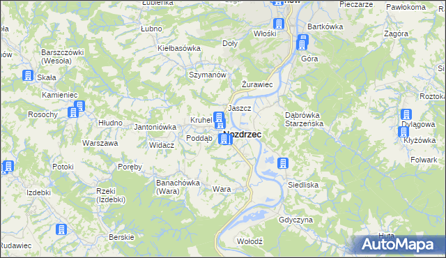 mapa Nozdrzec, Nozdrzec na mapie Targeo