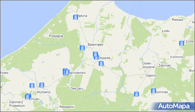 mapa Objazda gmina Ustka, Objazda gmina Ustka na mapie Targeo