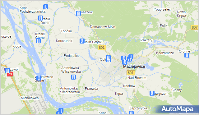 mapa Oblin, Oblin na mapie Targeo