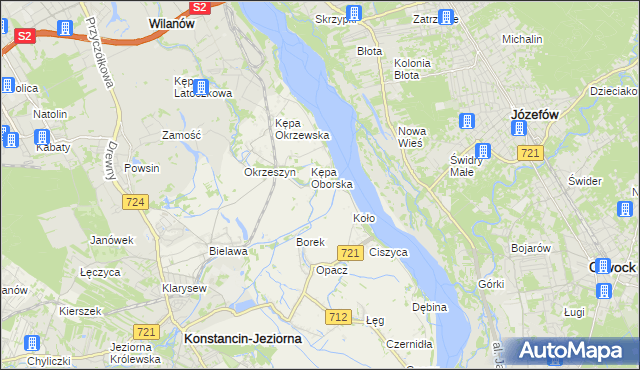 mapa Obórki gmina Konstancin-Jeziorna, Obórki gmina Konstancin-Jeziorna na mapie Targeo