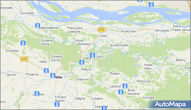 mapa Obory gmina Iłów, Obory gmina Iłów na mapie Targeo