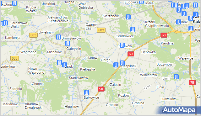 mapa Obręb gmina Góra Kalwaria, Obręb gmina Góra Kalwaria na mapie Targeo