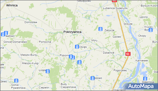 mapa Obręb gmina Pokrzywnica, Obręb gmina Pokrzywnica na mapie Targeo