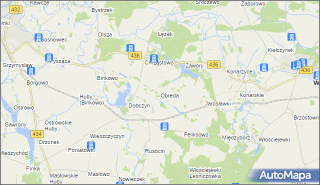 mapa Obreda, Obreda na mapie Targeo