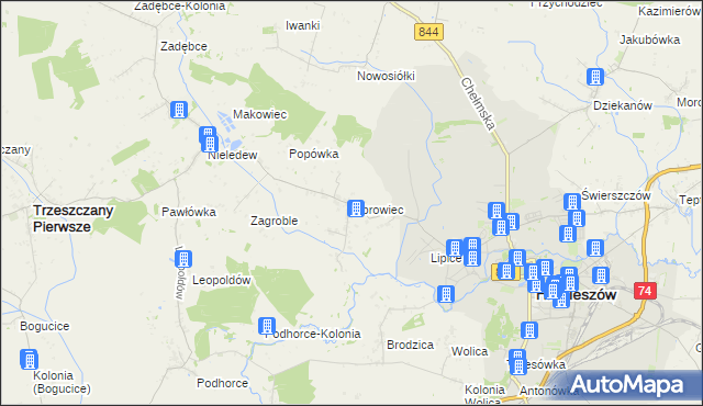mapa Obrowiec gmina Hrubieszów, Obrowiec gmina Hrubieszów na mapie Targeo