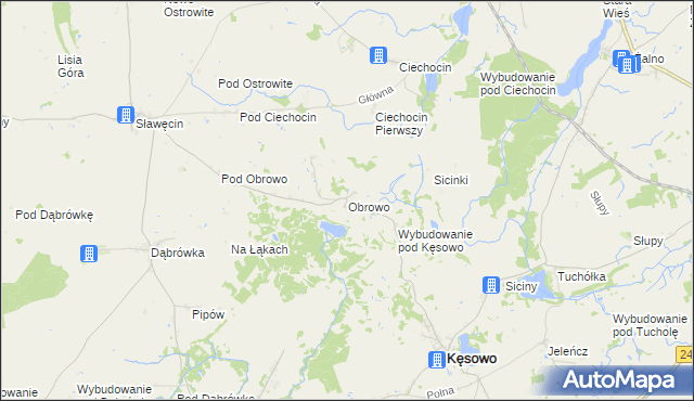 mapa Obrowo gmina Kęsowo, Obrowo gmina Kęsowo na mapie Targeo