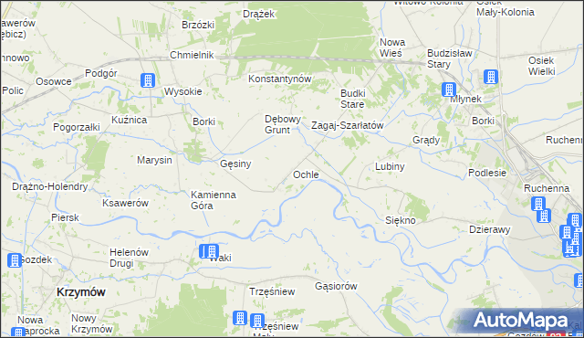 mapa Ochle gmina Koło, Ochle gmina Koło na mapie Targeo