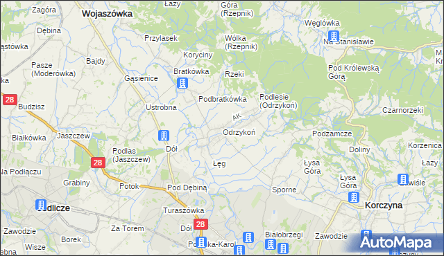 mapa Odrzykoń, Odrzykoń na mapie Targeo