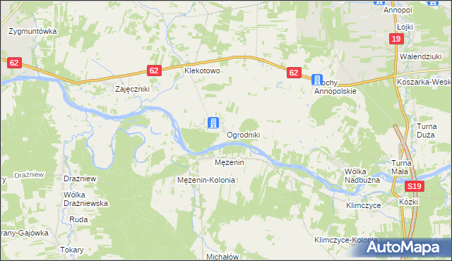 mapa Ogrodniki gmina Siemiatycze, Ogrodniki gmina Siemiatycze na mapie Targeo