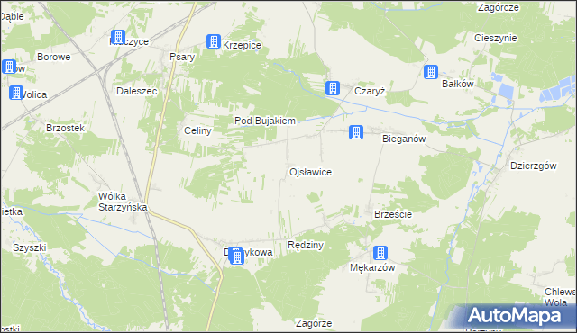 mapa Ojsławice, Ojsławice na mapie Targeo