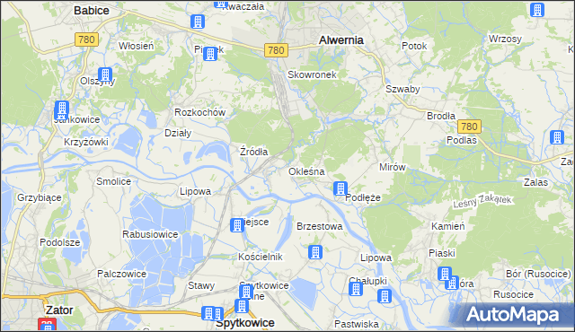 mapa Okleśna, Okleśna na mapie Targeo