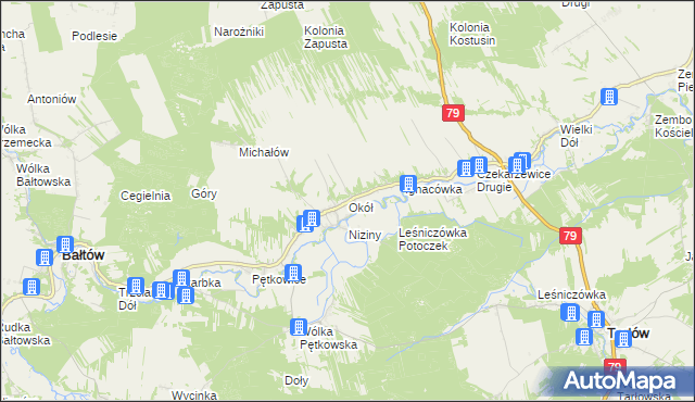 mapa Okół gmina Bałtów, Okół gmina Bałtów na mapie Targeo