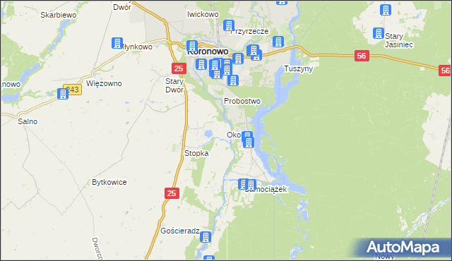 mapa Okole gmina Koronowo, Okole gmina Koronowo na mapie Targeo