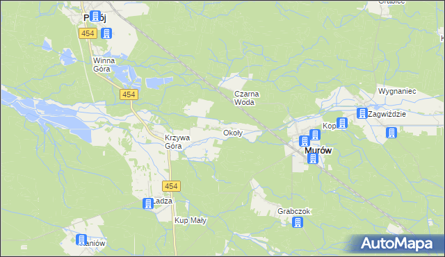 mapa Okoły gmina Murów, Okoły gmina Murów na mapie Targeo