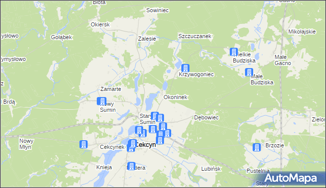 mapa Okoninek, Okoninek na mapie Targeo