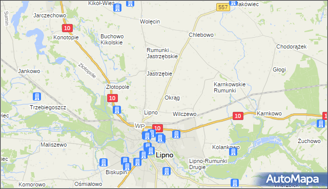 mapa Okrąg, Okrąg na mapie Targeo