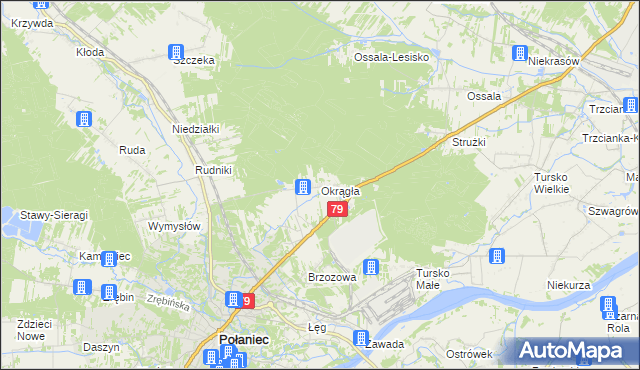 mapa Okrągła, Okrągła na mapie Targeo