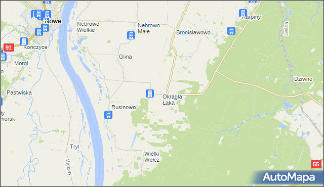 mapa Okrągła Łąka, Okrągła Łąka na mapie Targeo