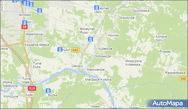 mapa Olchowicze, Olchowicze na mapie Targeo