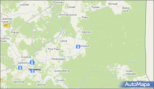 mapa Olchówka gmina Narewka, Olchówka gmina Narewka na mapie Targeo
