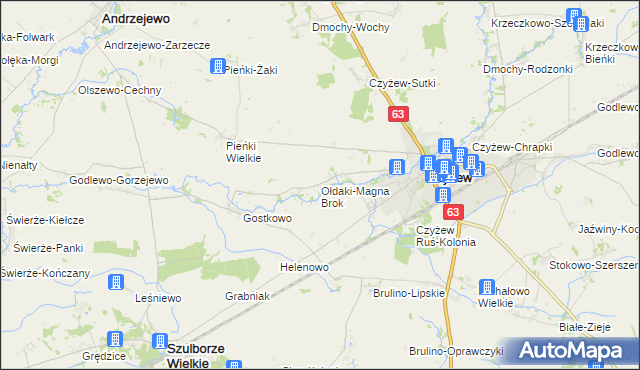 mapa Ołdaki-Magna Brok, Ołdaki-Magna Brok na mapie Targeo