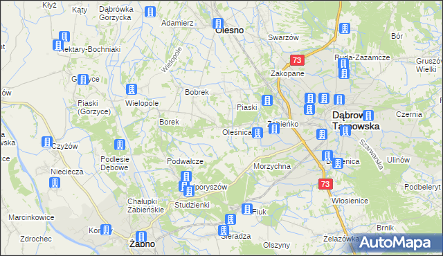 mapa Oleśnica gmina Olesno, Oleśnica gmina Olesno na mapie Targeo