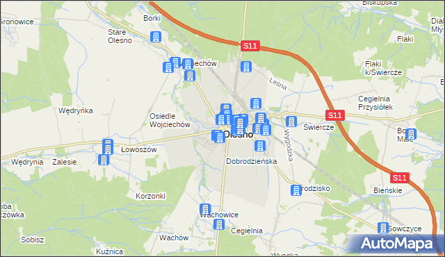 mapa Olesno, Olesno na mapie Targeo