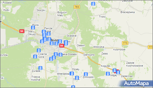 mapa Olewin gmina Olkusz, Olewin gmina Olkusz na mapie Targeo