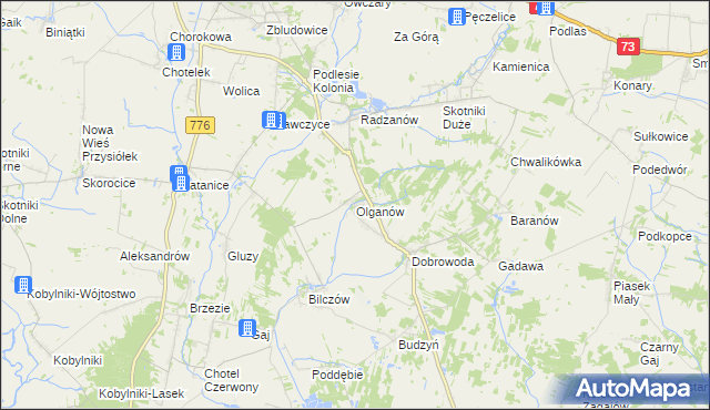 mapa Olganów, Olganów na mapie Targeo