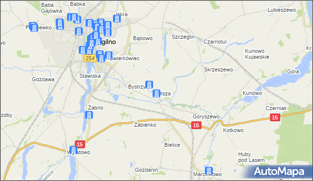 mapa Olsza gmina Mogilno, Olsza gmina Mogilno na mapie Targeo