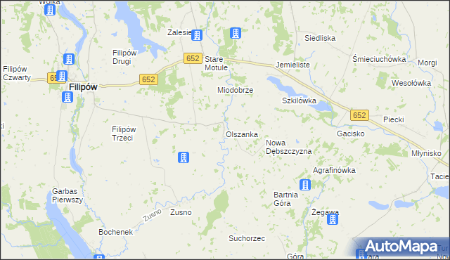 mapa Olszanka gmina Filipów, Olszanka gmina Filipów na mapie Targeo