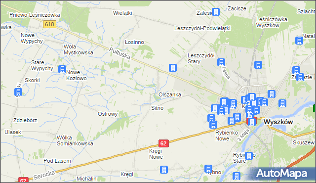 mapa Olszanka gmina Wyszków, Olszanka gmina Wyszków na mapie Targeo