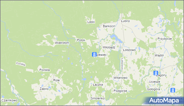 mapa Olszewiec gmina Miastko, Olszewiec gmina Miastko na mapie Targeo