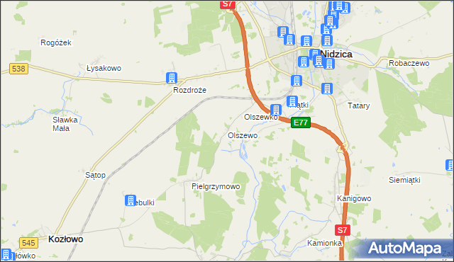 mapa Olszewo gmina Nidzica, Olszewo gmina Nidzica na mapie Targeo