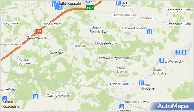 mapa Olszewo-Przyborowo, Olszewo-Przyborowo na mapie Targeo