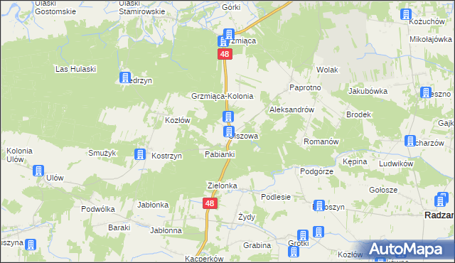 mapa Olszowa gmina Wyśmierzyce, Olszowa gmina Wyśmierzyce na mapie Targeo