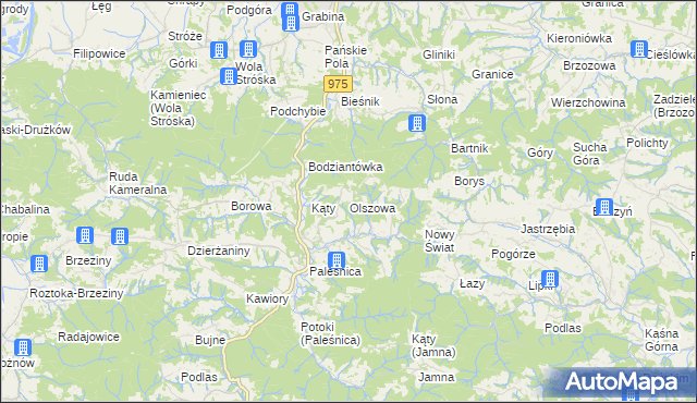 mapa Olszowa gmina Zakliczyn, Olszowa gmina Zakliczyn na mapie Targeo