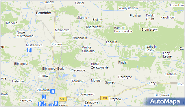 mapa Olszowiec gmina Brochów, Olszowiec gmina Brochów na mapie Targeo