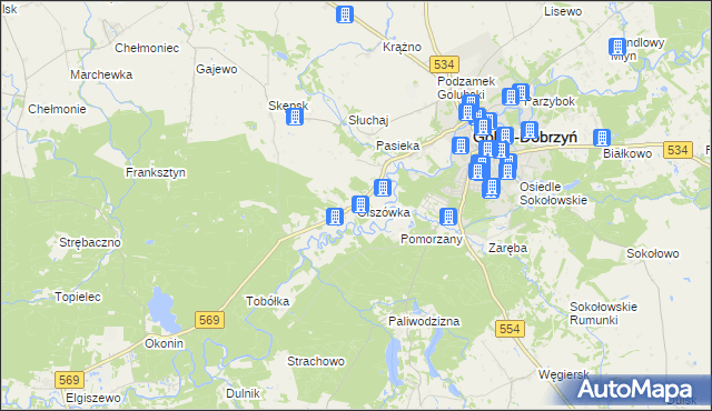 mapa Olszówka gmina Golub-Dobrzyń, Olszówka gmina Golub-Dobrzyń na mapie Targeo