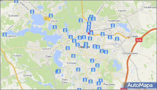 mapa Olsztyna, Olsztyn na mapie Targeo