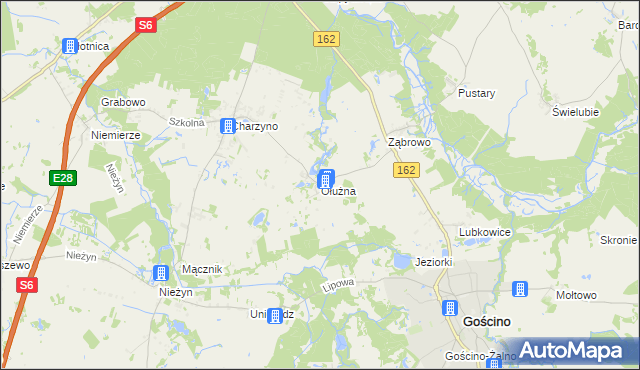 mapa Ołużna, Ołużna na mapie Targeo