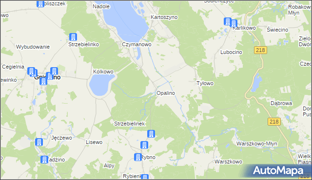 mapa Opalino, Opalino na mapie Targeo